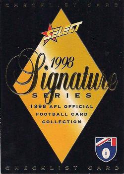 1998 Select AFL Signature Series #1 Checklist: 1-102 Front